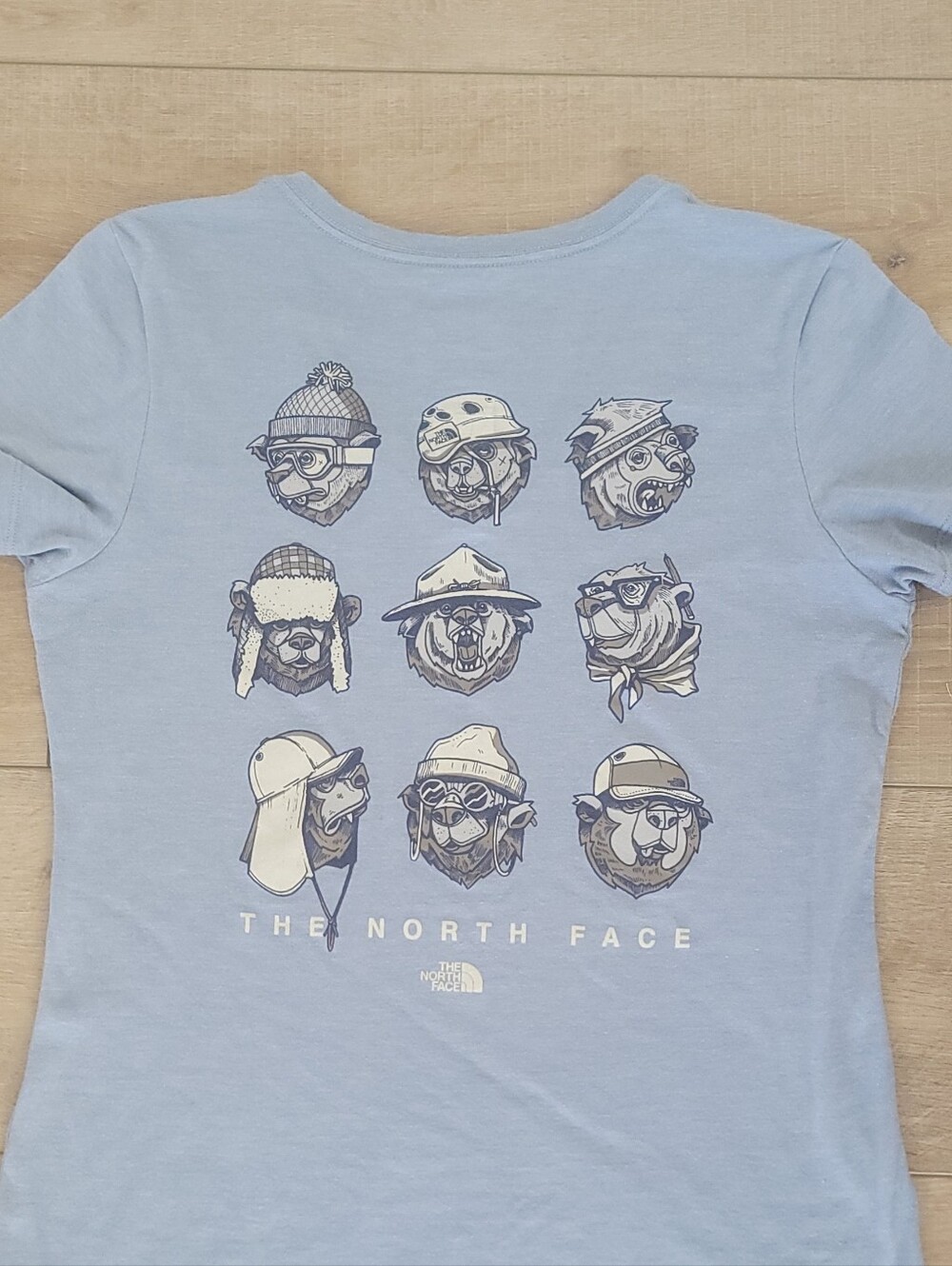 The North Face Bears Graphic V-Neck Tee Tri-Blend Light Blue Women's Size Small